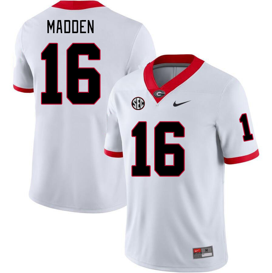 Men #16 C.J. Madden Georgia Bulldogs College Football Jerseys Stitched-White